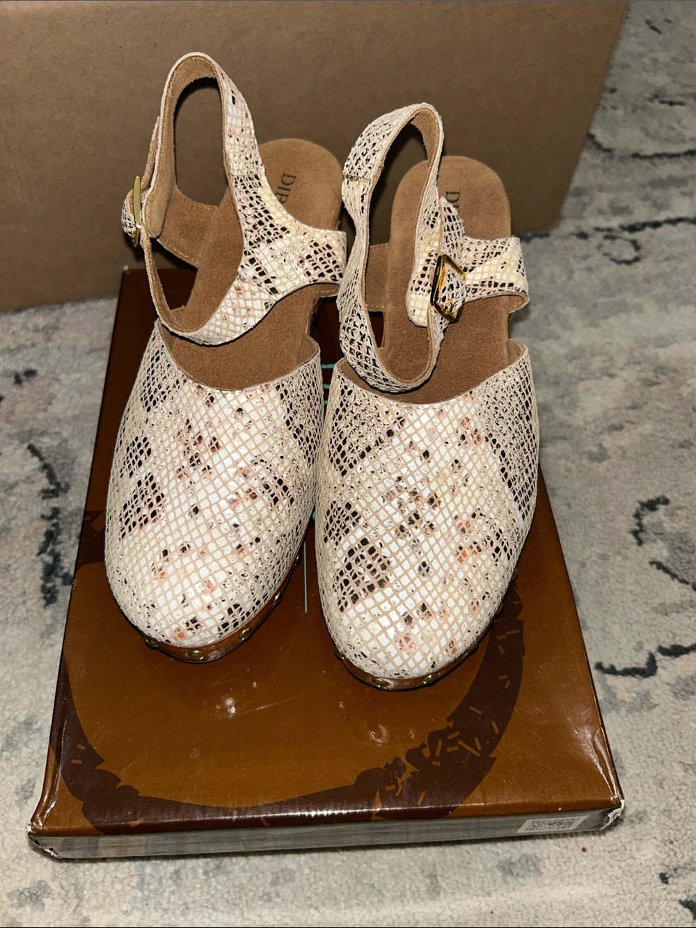 DIBA.True Cat Paws Snakeskin Slingback Clog Mules